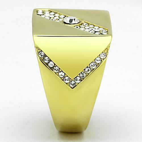 Jewellery Kingdom Signet Pinky Cubic Zirconia Classy Smart 18kt Steel Mens Gold Ring Secondary image