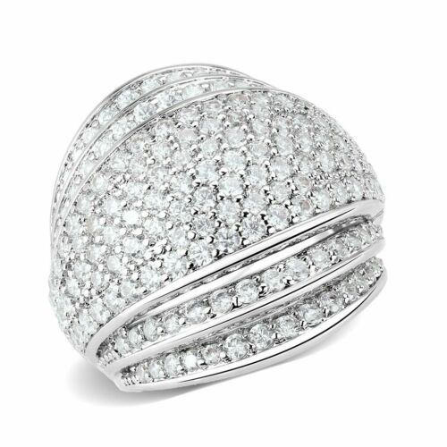 Jewellery Kingdom  Details about   Ladies silver ring cz silver dome cocktail statement super sparkling rhodium 610 Main image