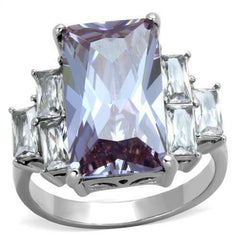 Jewellery Kingdom Ladies Amethyst Emerald Cut Cz Purple Stainless Steel 7 Carat Ring (Silver)