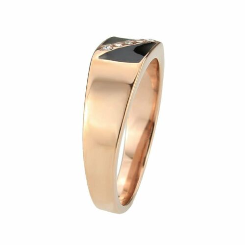 Jewellery Kingdom Signet Onyx Band Cubic Zirconia Men's Ring (Rose Gold) - Jewelry Rings - British D'sire