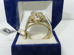 Jewellery Kingdom Ladies Cz Cluster Clear Steel 18kt Steel Sparkling 4 Carat Ring (Gold)
