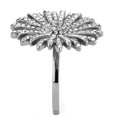 Jewellery Kingdom Womens Flower Simulated Diamond Stainless Steel Statement Ring