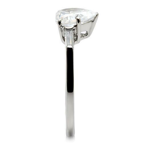 Jewellery Kingdom  Details about   ladies heart ring baguettes cz engagement ladies silver stainless steel new 027