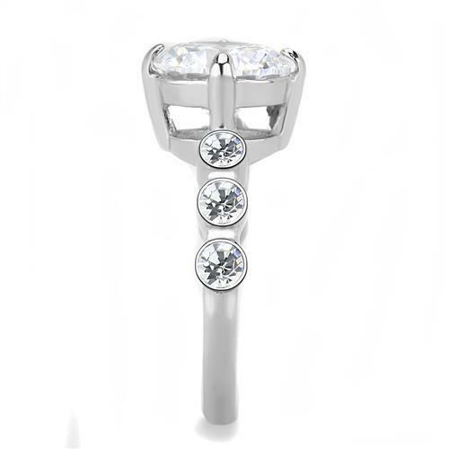 Jewellery Kingdom Ladies 5 Carat Ring Bezel Cz Stainless Steel Cubic Zirconia Silver Accents 3247