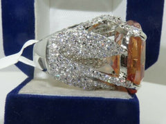 Jewellery Kingdom Cushion Cut Cubic Zirconia Rhodium Cocktail 25CT Ladies Champagne Ring (Silver & Brown) - Jewelry Rings - British D'sire