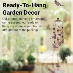 SA Products Bird Wind Chimes - Indoor & Outdoor Home Decorations with Aluminium Tubes - Hanging Garden Ornaments with Hooks - Handcrafted Bells with Calming Sounds - Vintage Decor for Patio, Backyard - British D'sire