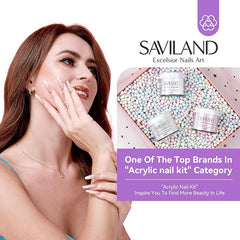 Saviland Acrylic Nail Kits Full Set for Beginners: Acrylic Nail Kit with Acrylic Powder Acryllic Liquid Nail Drill Nail Brush Top Coat & Non-acid PH Bond, Acrylic Nail Set, DIY Acrylic Nails Nail Art - British D'sire