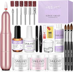Saviland Acrylic Nail Kits Full Set for Beginners: Acrylic Nail Kit with Acrylic Powder Acryllic Liquid Nail Drill Nail Brush Top Coat & Non-acid PH Bond, Acrylic Nail Set, DIY Acrylic Nails Nail Art - British D'sire