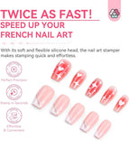 Saviland French Tip Nail Stamp - 4PCS Nail Art Stamper Kit Clear Silicone Nail Stamping Long & Short Jelly Stamper for Nails with Scrapers Nail Stamper Kit for French Manicure Home DIY Nail Salon - British D'sire