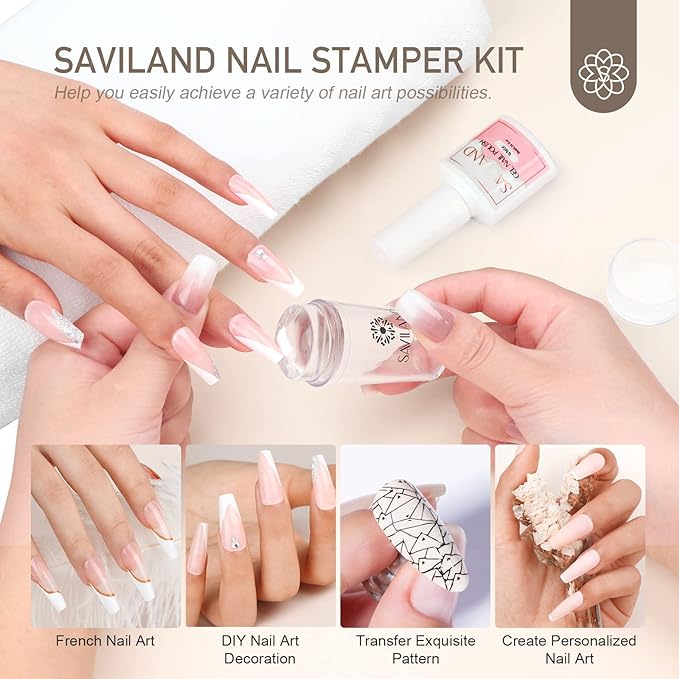 SUBHMUN Nail Stamping Transparent Silicone Head Clear Jelly Nail Art  Stamping Stamper with A Lid Big Cap Scraper Image Plate Manicure Tools DIY  Polish Kit with Matte Handle : Amazon.in: Beauty