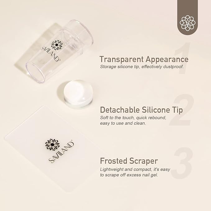 Saviland French Tip Nail Stamp - 4PCS Nail Art Stamper Kit Clear Silicone Nail Stamping Long & Short Jelly Stamper for Nails with Scrapers Nail Stamper Kit for French Manicure Home DIY Nail Salon - British D'sire