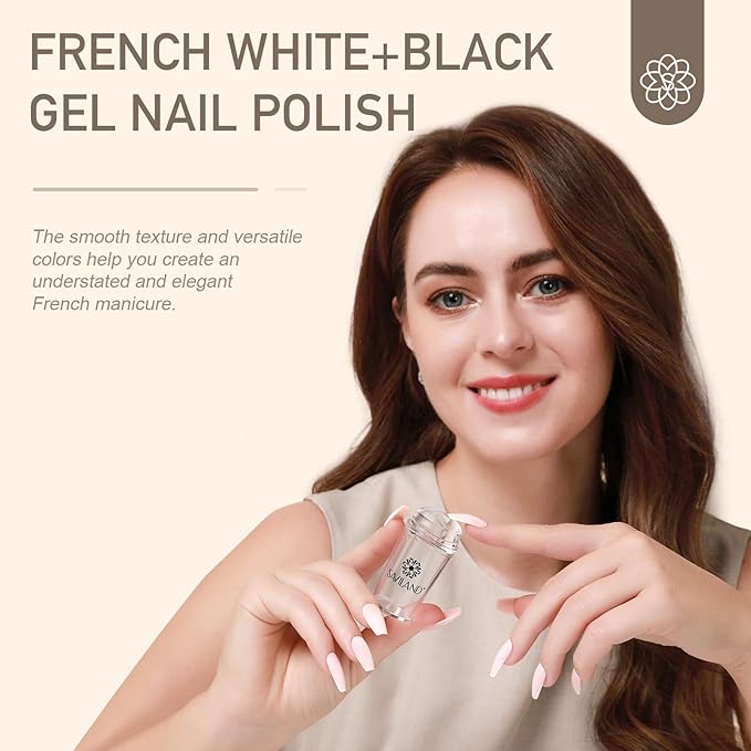 Saviland French Tip Nail Stamp - 4PCS Nail Art Stamper Kit Clear Silicone Nail Stamping Long & Short Jelly Stamper for Nails with Scrapers Nail Stamper Kit for French Manicure Home DIY Nail Salon - British D'sire