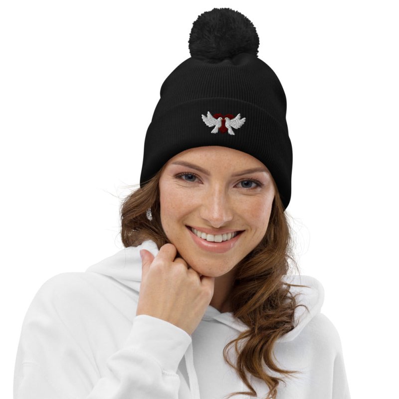 S&B Pompom Beanie – Peace Beanie For Women - Women's Headwear - British D'sire