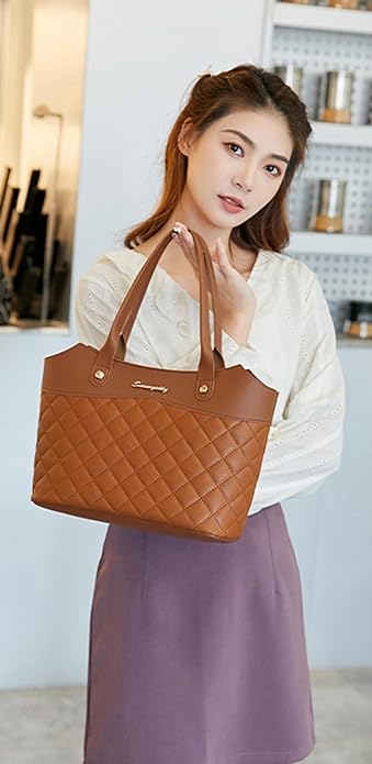 Sealeffort Tote Bags Purses and Handbags with large Lozenge check Shoulder Bags for women's shopping Ladies Shoulder Bags - British D'sire