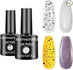 Senvenski Eggshell Gel Top Coat, Furs Gel Top Coat, UV LED Nail Art Kit Gift Manicure Varnish Set Soak Off (TB008) - British D'sire