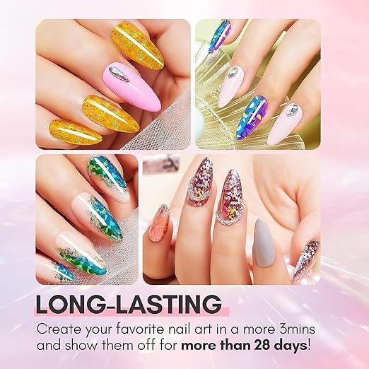 Senvenski Nail Foil Glue Gel, 7.3ml x2 Tranfer Glue Gel for Nails Art Stickers Foil Transfer Gel Soak Off DIY Manicure Kit Set UV LED (TB007) - British D'sire