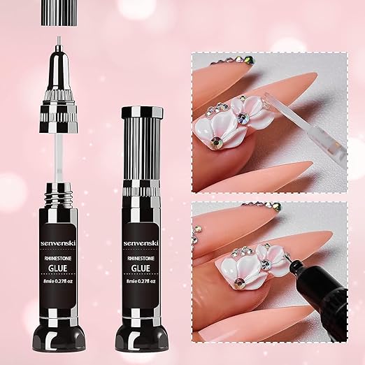 Senvenski Nail Foil Glue Gel, 7.3ml x2 Tranfer Glue Gel for Nails Art Stickers Foil Transfer Gel Soak Off DIY Manicure Kit Set UV LED (TB007) Secondary image