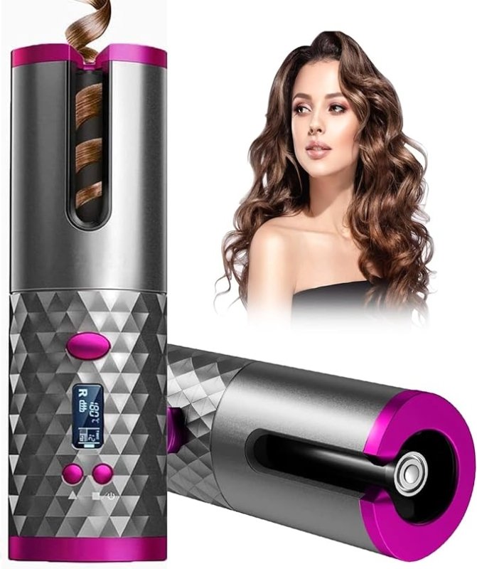 SevenPanda Cordless Auto Curler,Cordless Portable Electric Hair L/R Rotating Curler, Curling Wand Tongs, 300℉-390℉ Control, Full Anti-scalding, Curls or Waves Anytime Anywhere - British D'sire