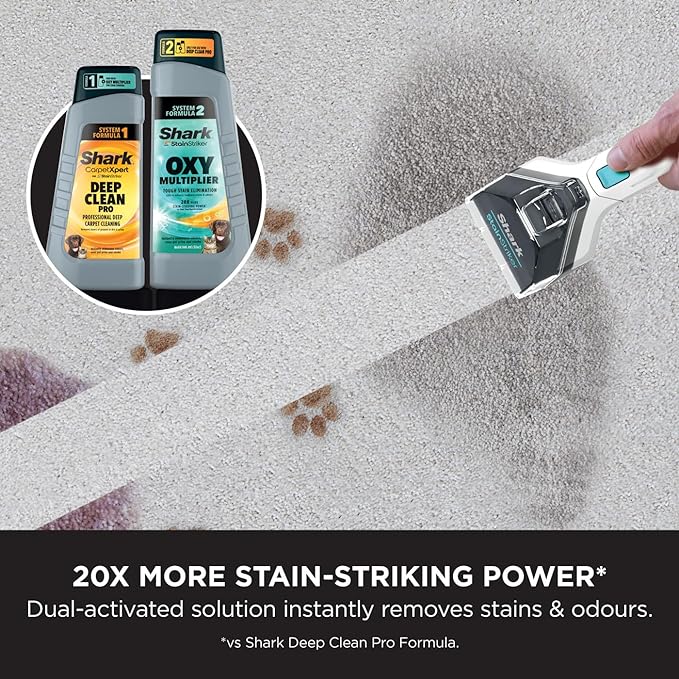 Shark StainStriker Pet Stain & Spot Cleaner with 5 Tools including Pet, Crevice & Hose-Cleaning Tools, 2x Bespoke Cleaning Formulas Remove Stains, Odours & Dirt, Lightweight, 450W, White, PX200UKT - British D'sire