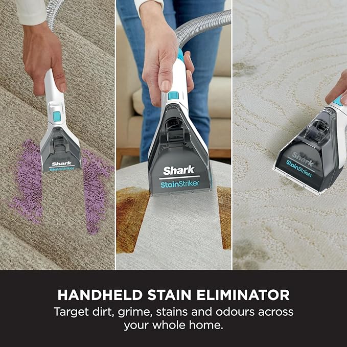 Shark StainStriker Pet Stain & Spot Cleaner with 5 Tools including Pet, Crevice & Hose-Cleaning Tools, 2x Bespoke Cleaning Formulas Remove Stains, Odours & Dirt, Lightweight, 450W, White, PX200UKT - British D'sire