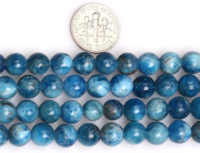 SHGbeads Blue Apatite Quartz Gemstone Loose Beads Natural Round 8mm Crystal Energy Stone Healing Power for Jewellery Making 15'' - British D'sire