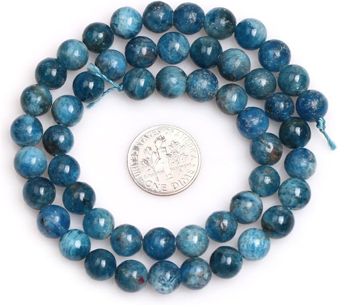 SHGbeads Blue Apatite Quartz Gemstone Loose Beads Natural Round 8mm Crystal Energy Stone Healing Power for Jewellery Making 15'' - British D'sire Main image