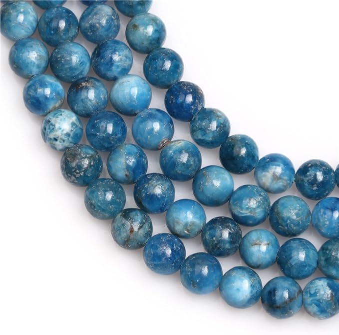 SHGbeads Blue Apatite Quartz Gemstone Loose Beads Natural Round 8mm Crystal Energy Stone Healing Power for Jewellery Making 15'' - British D'sire