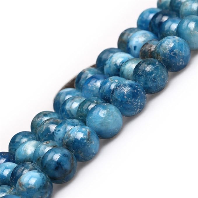 SHGbeads Blue Apatite Quartz Gemstone Loose Beads Natural Round 8mm Crystal Energy Stone Healing Power for Jewellery Making 15'' - British D'sire