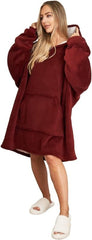 Sienna Hooded Blanket with Ultra Soft Sherpa Lining Warm Cosy Blanket Oversized Thermal Throw Hoodie - British D'sire