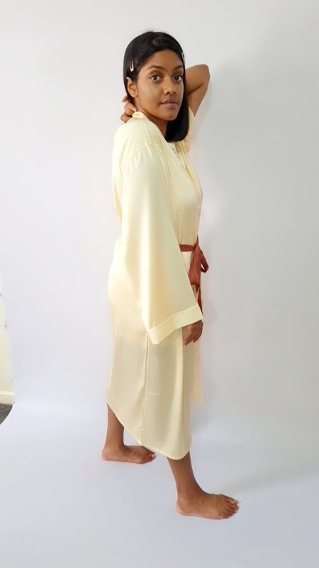 Silk Cream Dressing Gown - British D'sire
