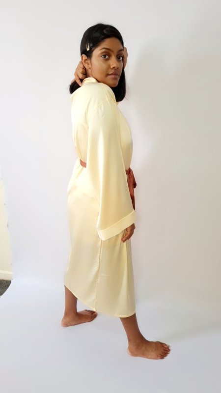 Silk Cream Dressing Gown - British D'sire