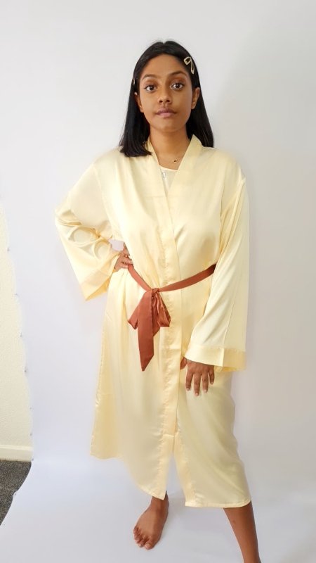 Silk Cream Dressing Gown - British D'sire