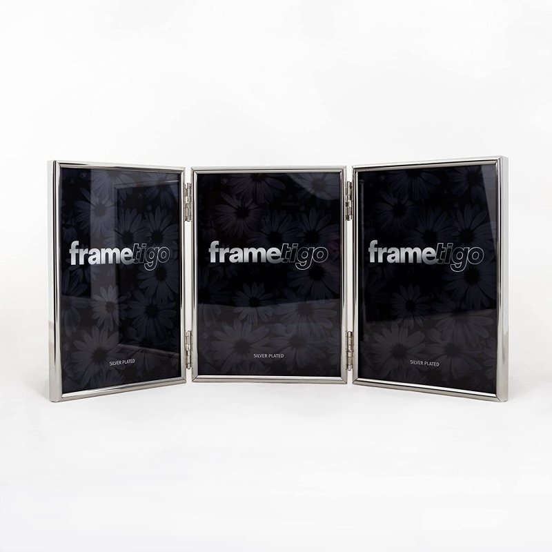Silver Plated Thin Edge Triple Frame Photo Frame - Fits Photo Size 4"X6" (10X15Mm) - Housings & Frames - British D'sire