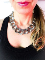 Silver statement choker necklace. Perfect for parties, summer time and gift for her. - Necklace - British D'sire