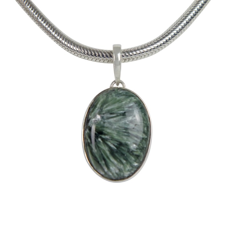 Simple Sterling Silver Seraphinite Pendant - Necklaces & Pendants - British D'sire Main image