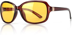 SIPHEW Night-Driving Glasses for Women, Anti Glare Night-Vision Glasses Polarized Yellow Lens UV400 Protection - British D'sire