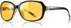 SIPHEW Night-Driving Glasses for Women, Anti Glare Night-Vision Glasses Polarized Yellow Lens UV400 Protection - British D'sire