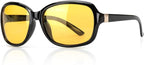 SIPHEW Night-Driving Glasses for Women, Anti Glare Night-Vision Glasses Polarized Yellow Lens UV400 Protection - British D'sire
