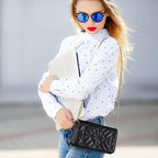 Small Quilted Crossbody Bags for Women Shoulder Bag Clutch Purses Handbags with Gold Chain - British D'sire