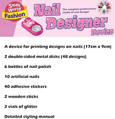 Small World Toys - Nail Designer Device Kit for Girls - Includes Nail Design Printing Device, Nail Art Design & Kids Polish & Varnish - Professional Studio of Nail Design - Home Manicures Age 9+ - British D'sire