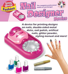 Small World Toys - Nail Designer Device Kit for Girls - Includes Nail Design Printing Device, Nail Art Design & Kids Polish & Varnish - Professional Studio of Nail Design - Home Manicures Age 9+ - British D'sire