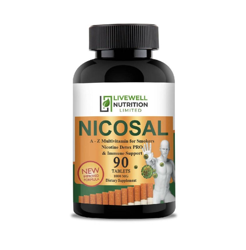 Smokers Vitamin 90 Tablets Nicosal High Strength Immune Booster for Smokers and Ex-Smokers, Lung Clear, 90 Tablets - Food Supplement, Vitamin - British D'sire