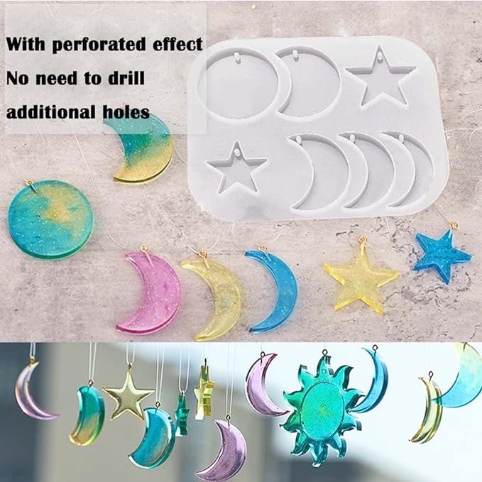 Solar Wind Chime Silicone Moulds Dream Catcher Resin Mold Kit, Making a Wind Chime Set, for Party Decoration Homemade DIY Crafts - British D'sire