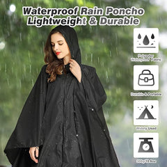 SOPPY Lightweight Waterproof Rain Poncho for Women Men, Windproof Reusable Ripstop Breathable Raincoat with Hood for Outdoor Activities Quick Dry Hooded Raincoat Free Size - British D'sire