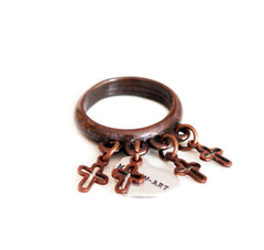 Statement ring in copper with crosses - rings, anelli - British D'sire