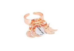 Statement ring in rose gold with moon charms - rings, anelli - British D'sire