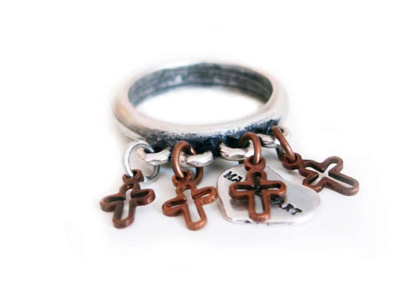 Statement ring in silver with crosses - rings, anelli - British D'sire
