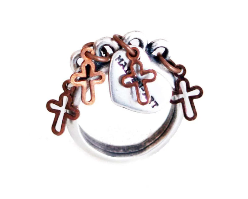 Statement ring in silver with crosses - rings, anelli - British D'sire
