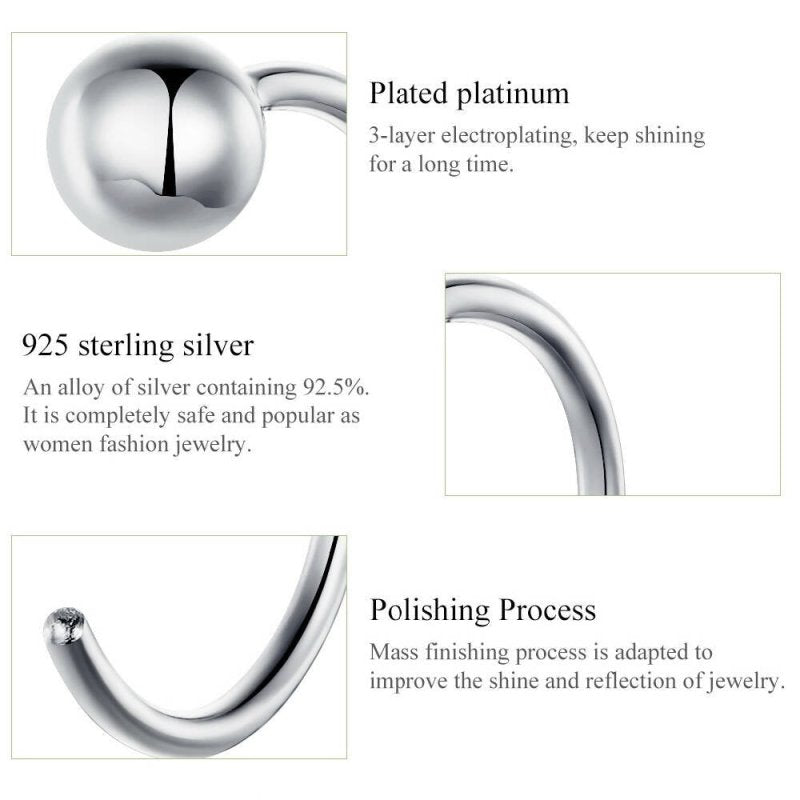 Sterling Silver Earrings Simple Platinum-plated Earrings Temperament Small Ball Earrings - Earrings - British D'sire