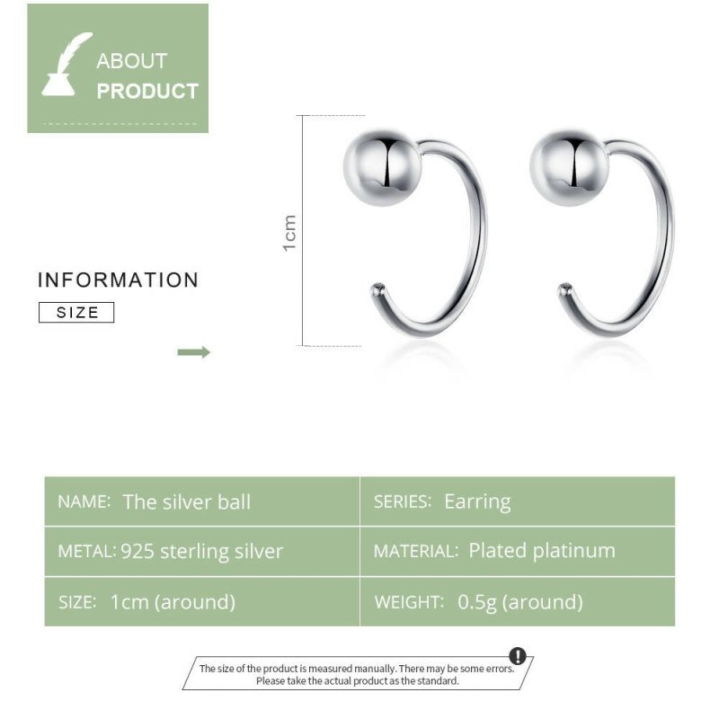 Sterling Silver Earrings Simple Platinum-plated Earrings Temperament Small Ball Earrings - Earrings - British D'sire